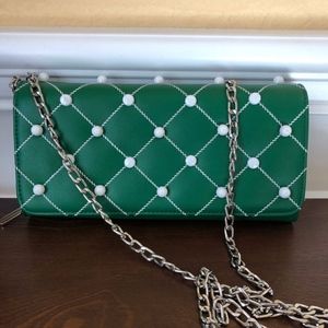 Xmas Gift - NWT Cute Green Genuine Leather Wallet on Chain